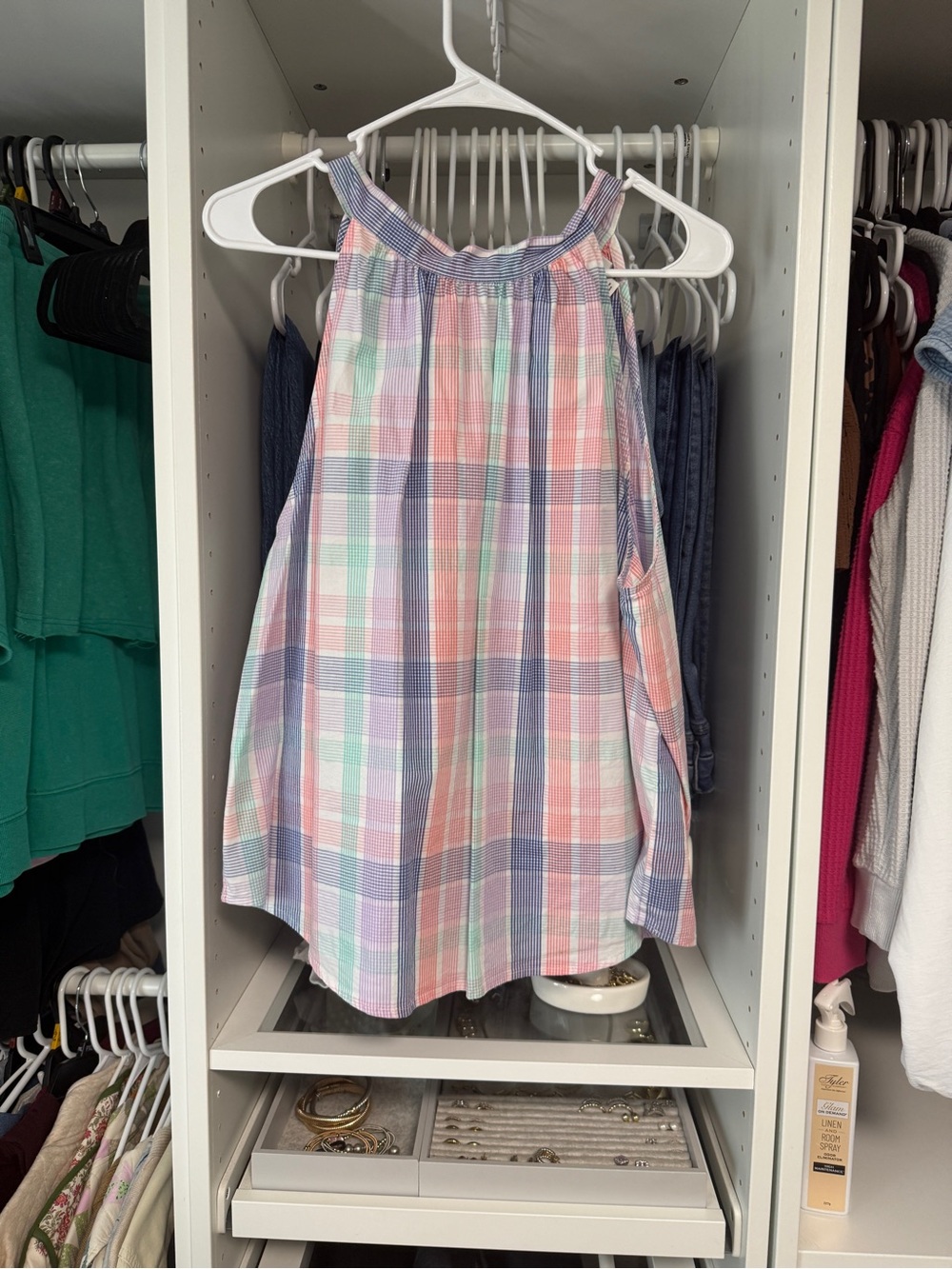 J. Crew Pastel Plaid Halter Tank - Pink, Blue & Mint
